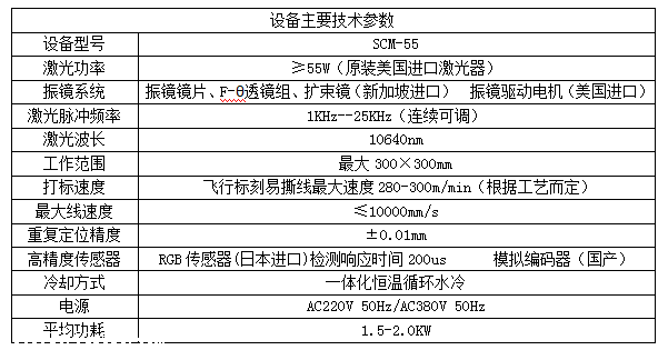 激光打標(biāo)機(jī)參數(shù)